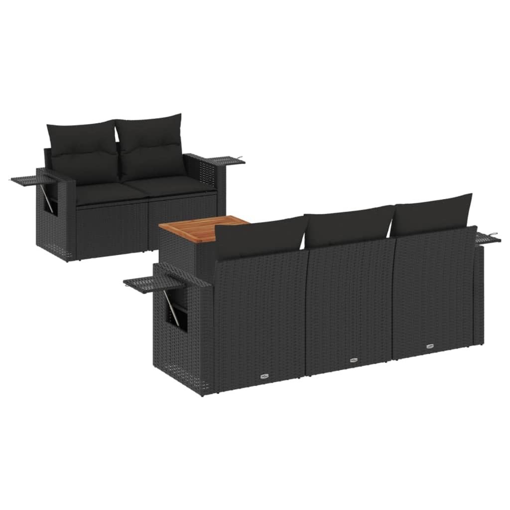 "im Sonderangebot" 6-tlg. Garten-Lounge-Set - elegantes Design - Sitzgruppe/Gartengarnitur - mit Kissen Schwarz Poly Rattan - Terassenmöbel DEMöb...