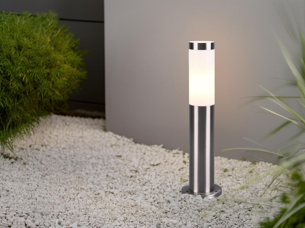 LED Sockelleuchte Wegeleuchte Wegbeleuchtung Garten Edelstahl Silber, Höhe 45cm