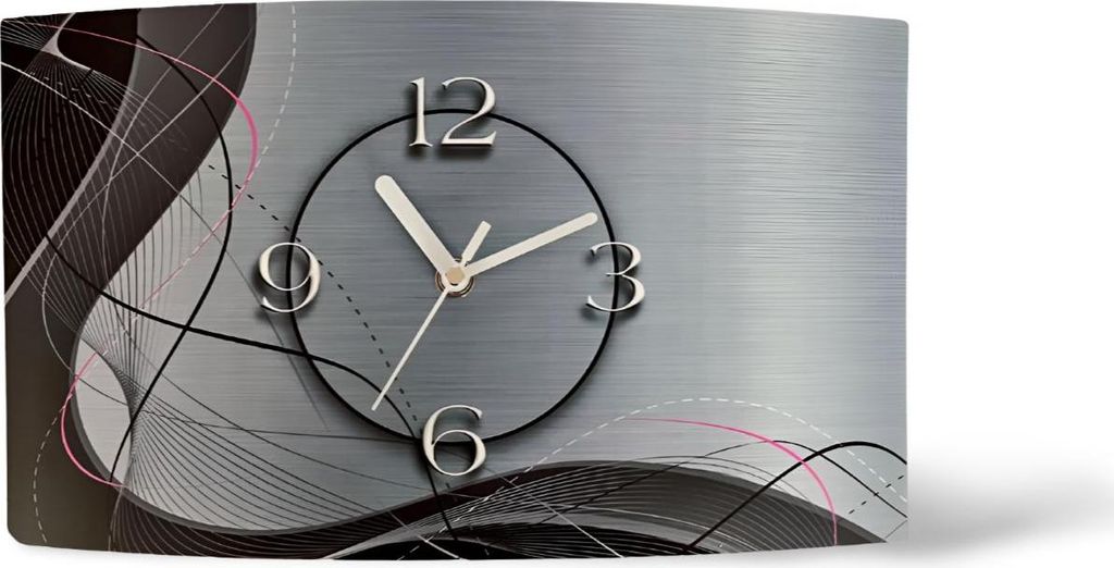 DIXTIME Abstrakt rot grau Designer Wanduhr modernes Wanduhren Design leise kein ticken 3D-0145