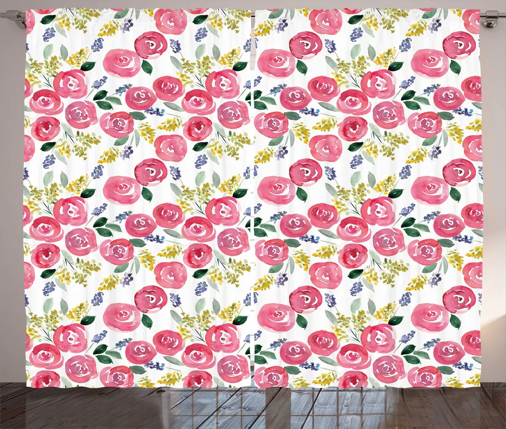 ABAKUHAUS Rideaux à Fleurs Art Spring Flora 280x225 cm Multicolore