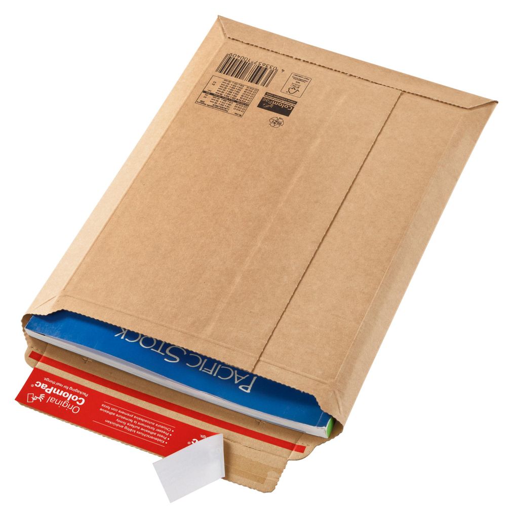 A brown cardboard envelope with documents inside, shown at an angle.