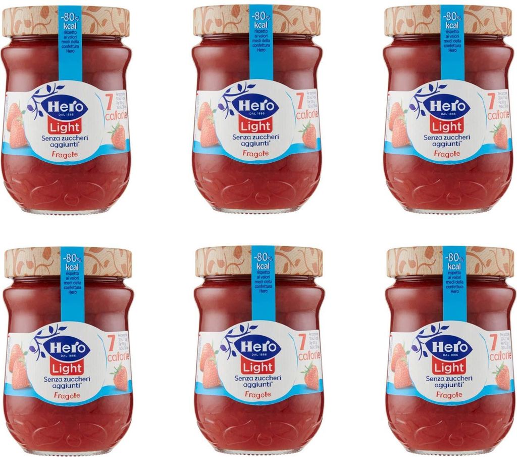 6x Hero Light Fragole Konfitüre Leichte Brotaufstriche Erdbeeren Italien 280 g