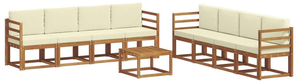 vidaXL Outdoor-Sofagarnitur mit Kissen 9 pcs Natur und Creme