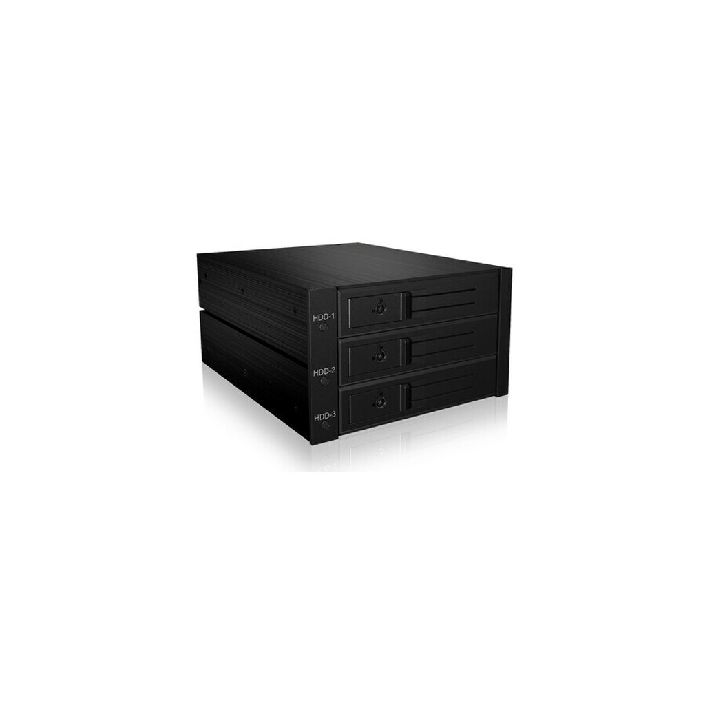 ICY BOX IB-563SSK, Backplane, 3x 3,5" SAS/SATA (I/II/III) HDD in 2x 5,25" Einschübe, Hot Swap, trägerloser HDD Einbau, Lüfter, 2x 5,25", Speiche...