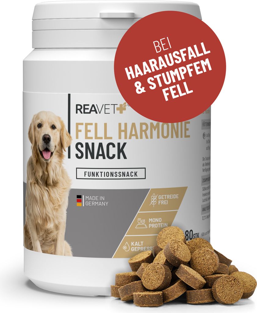 REAVET Fellpflege Leckerlis Hund – Getreidefreier Hundesnack mit Lachsöl, Bierhefe & Kokosöl – Na-türlicher Snack mit Omega-3-Fettsäuren, i...