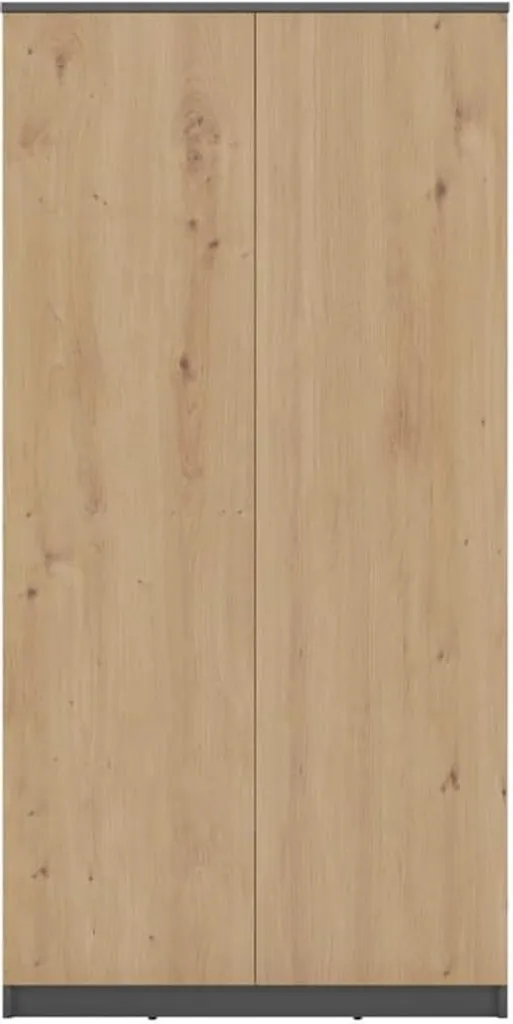 Armoire bicolore anthracite et chêne 6 tablettes modulables