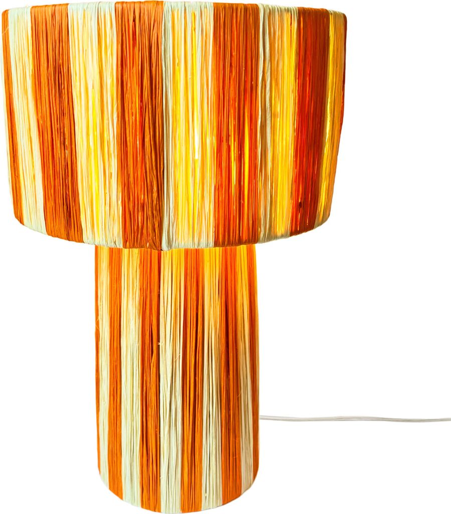 Marrakesch Tischlampe Nachttischlampe 42cm groß aus Raffia bast | Boho Lampe Stehlampe als Wohnzimmer Schlafzimmer oder Kinderzimmer Deko | Natür...