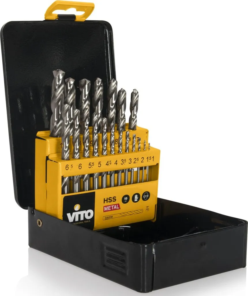 Coffret de 19 forets acier HSS de 1 à 10 mm VITO pour perceuse