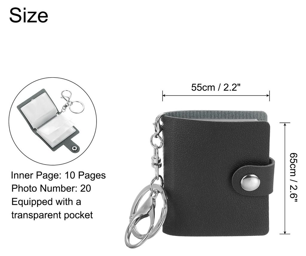 1 Stš¹ck Mini Fotoalbum mit Schlš¹sselanh?nger Mini Fotobuch, Personalisiertes Leder Foto Schlš¹sselanh?nger mit 20 Bildern DIY, Schwarz