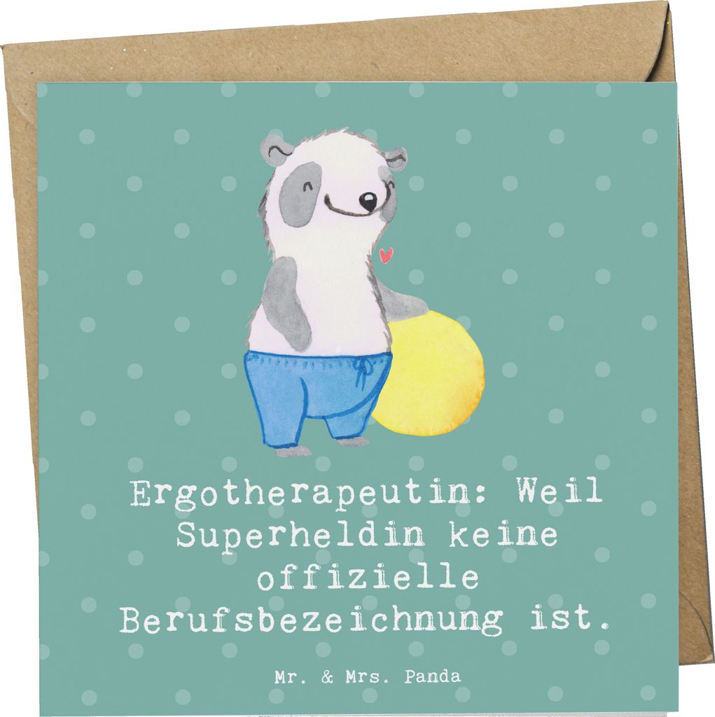 Mr. & Mrs. Panda Grußkarte Ergotherapeutin Superheldin - Meeresbrise - Geschenk, Kreative Beschäftigungen, Berufsprodukte, Geduld, Soziale Intera...