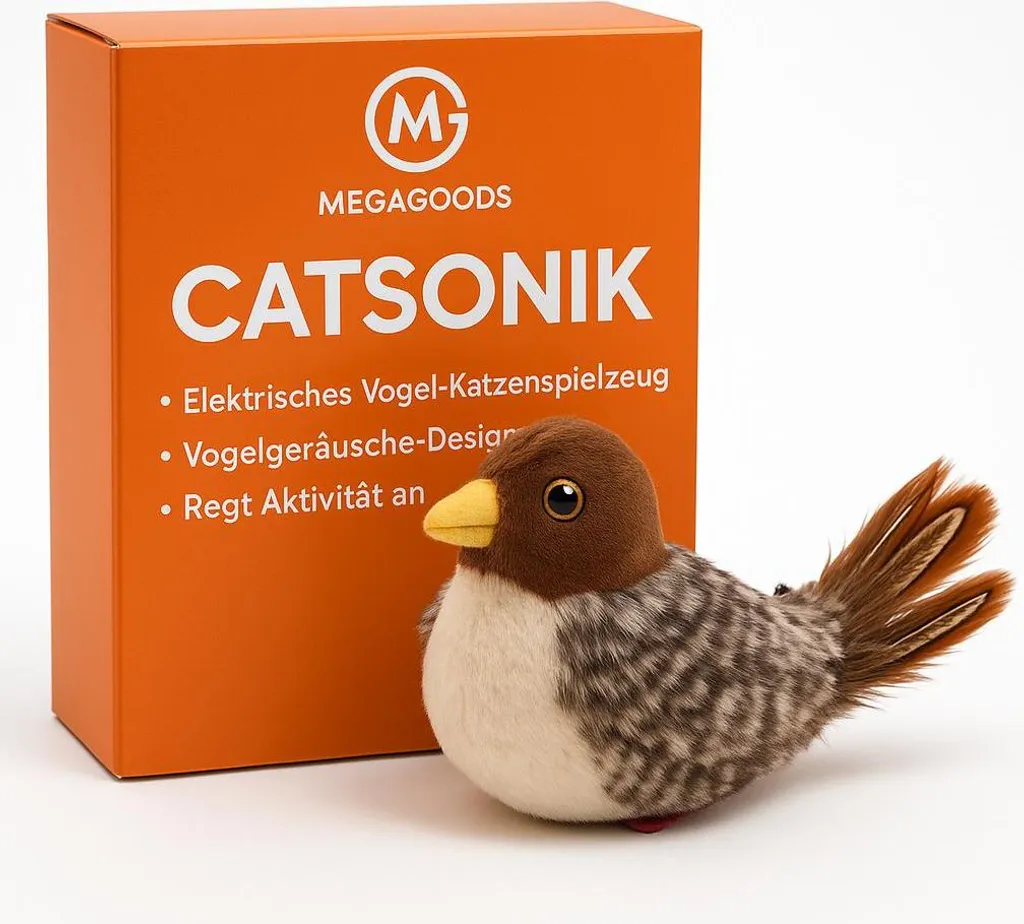 Jouet Électrique Oiseau pour Chat avec Bruitage et Plumes Naturelles