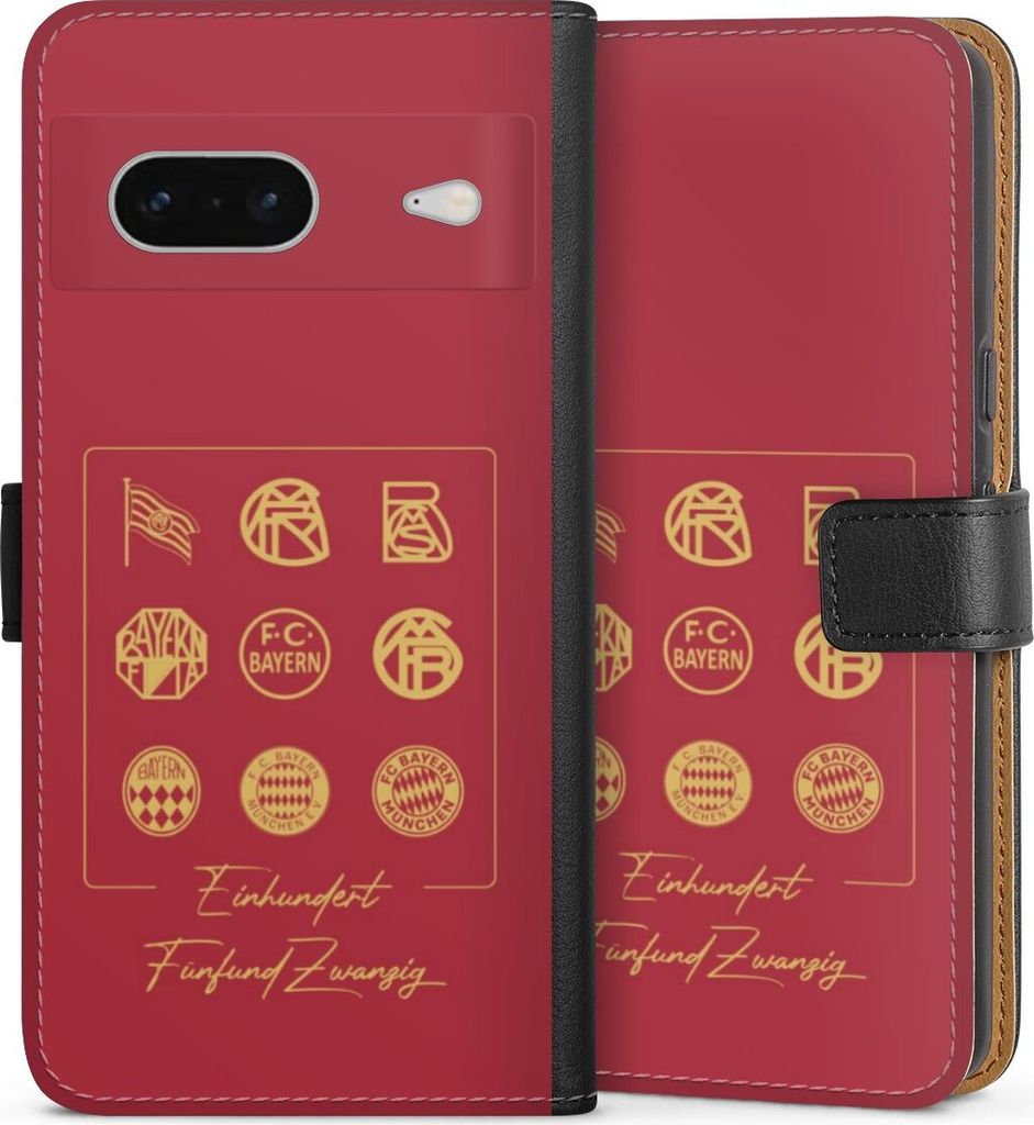 DeinDesign Klapphülle für Google Pixel 7 Handytasche Lederhülle Tasche FC Bayern München Fanartikel FCB 125 Jahre