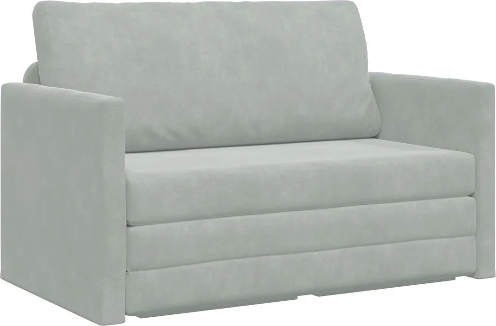 Canapé convertible 2 places en velours gris clair pour petit salon