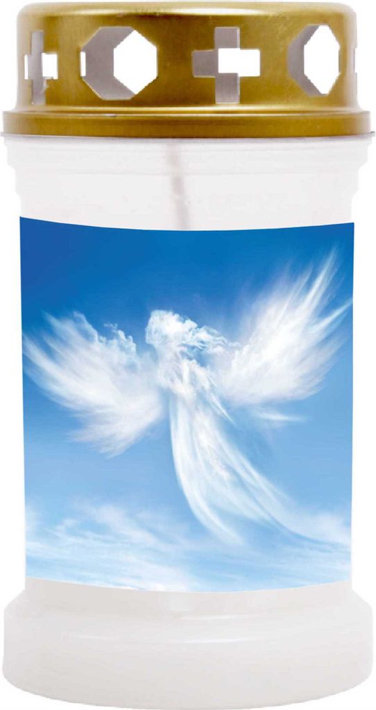 HS Candle 10er Pack Grabkerzen mit Motiv, Grablicht mit Brenndauer von ca. 40 Std, Motiv: Engel Wolke, in vielen weiteren Varianten