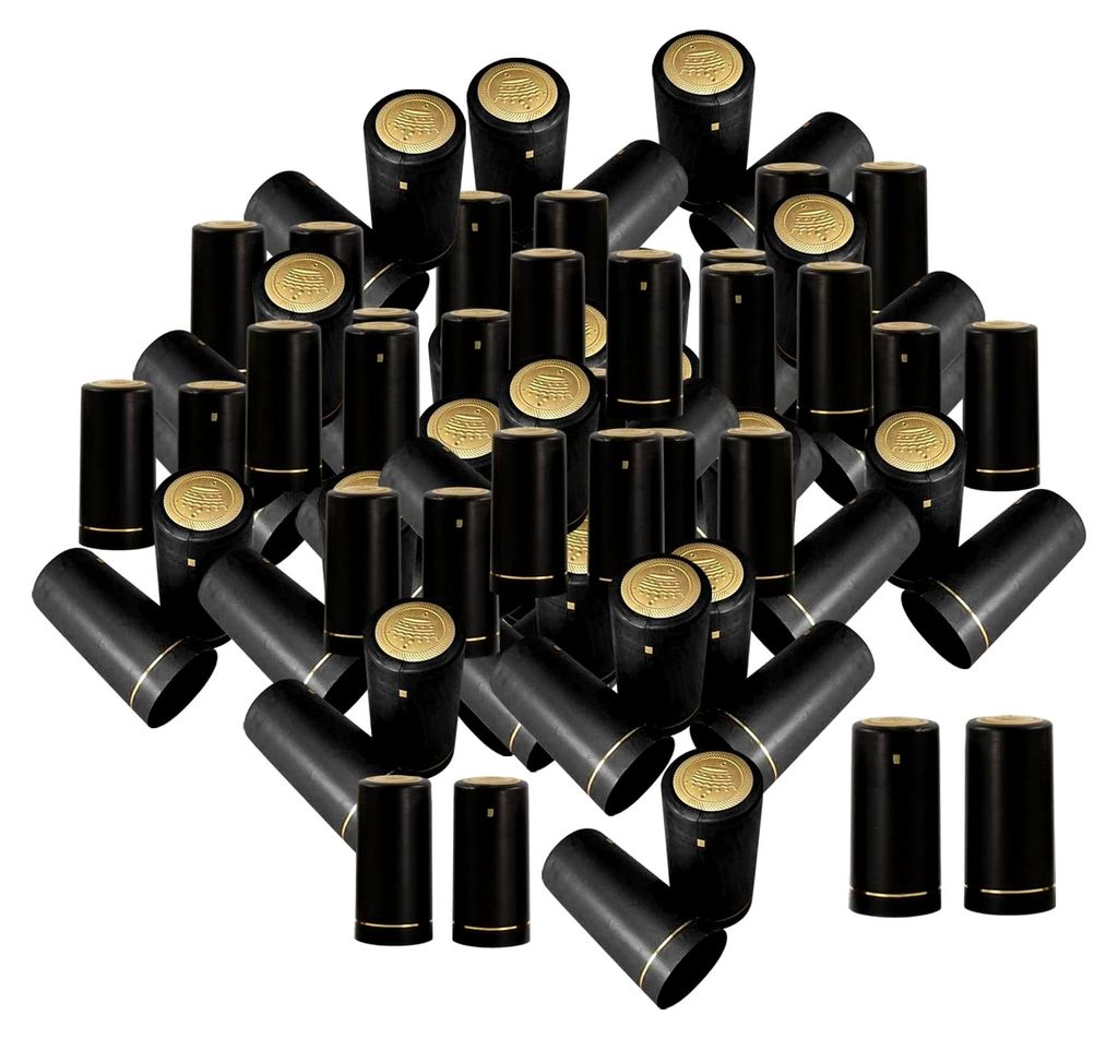 100 X PVC Schrumpfkapseln mit Aufreißlasche, Professionelle 30 Mm Schrumpfhüllen für Den in Der Küche zu Hause, Schwarz