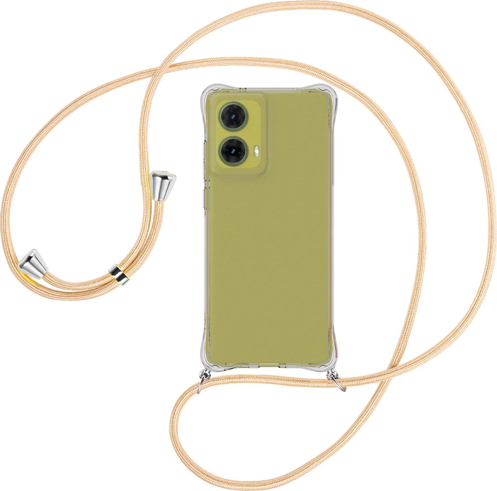 Handykette Backcover-Schutzhülle mit Band (Metall silberfarben) für Motorola Moto G85 5G - Goldkordel