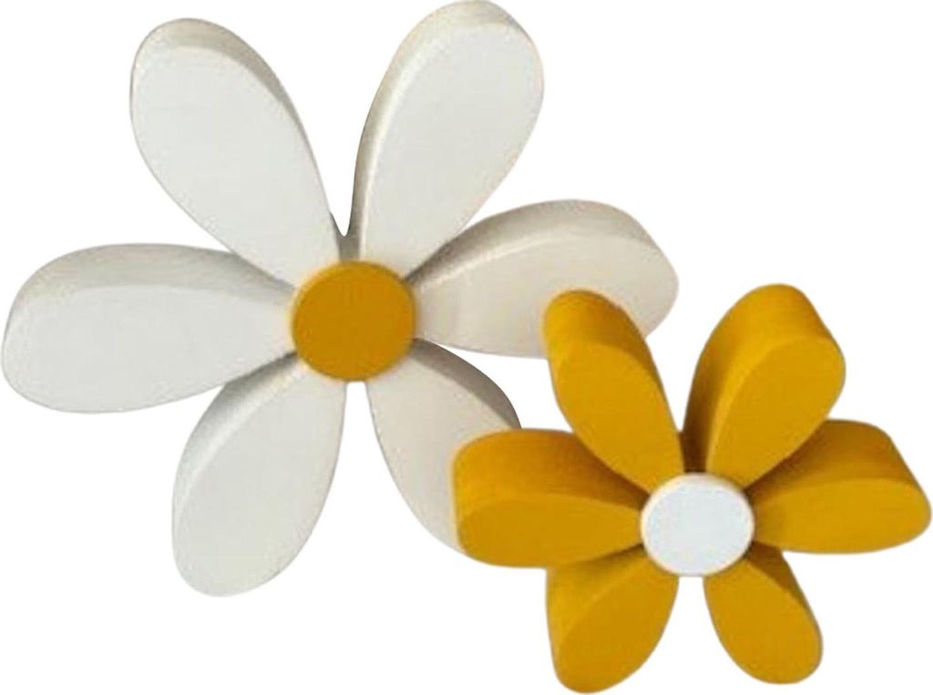 2 Stück 3D-Gänseblümchen-Dekorationen, rustikale Blumen-Tischdekorationen aus Holz, freistehende Blumenornamente, Regalaufsätze für Kinderzimm...