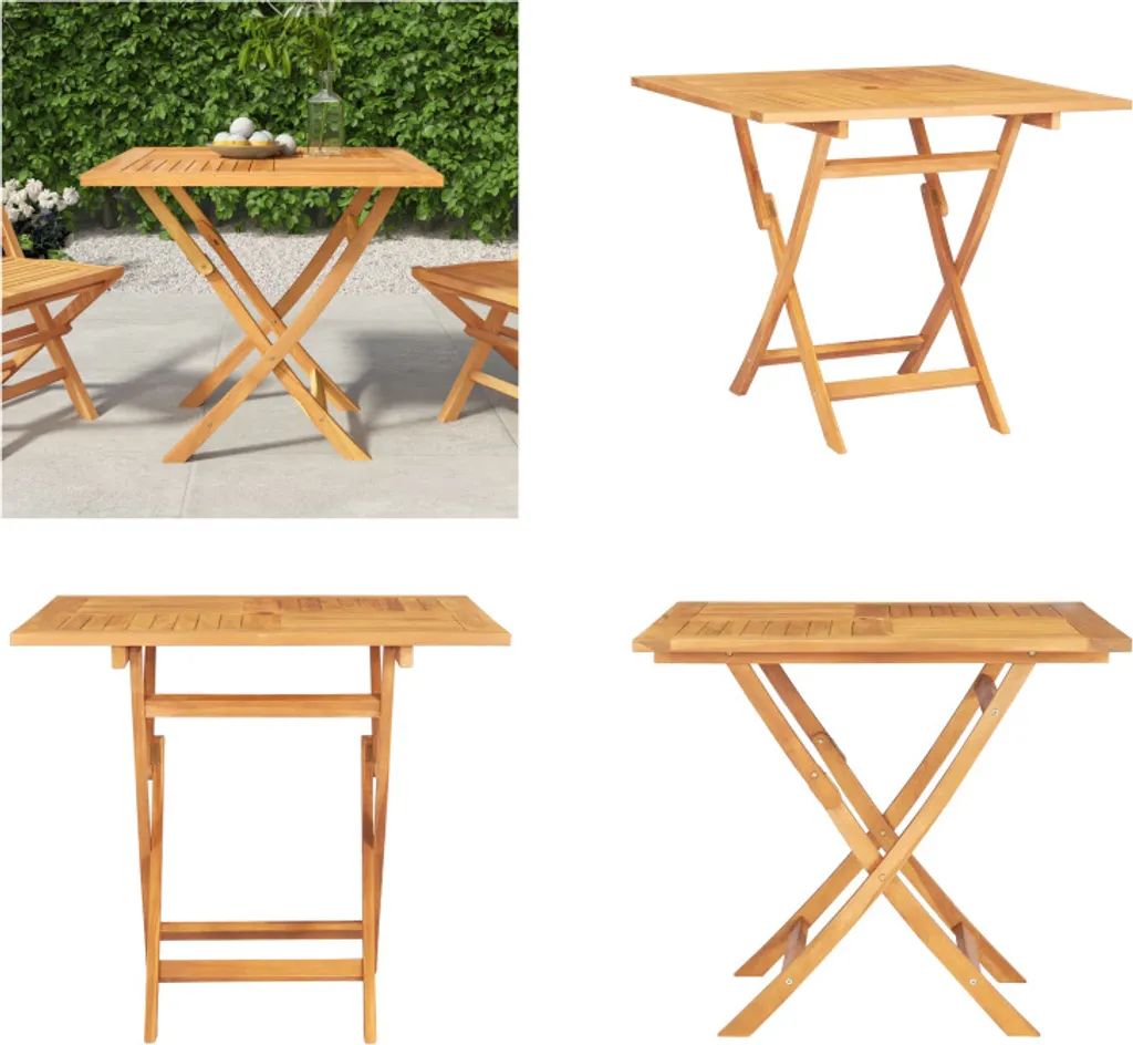 Table de jardin carrée en bois exotique pliant pour balcon