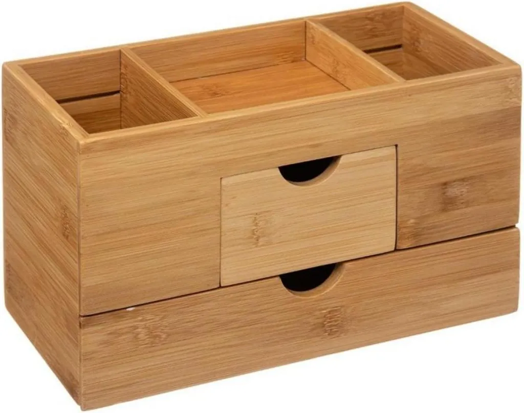 Organizzatore scrivania in bambù 5 Five Simply Smart | 2 cassetti 3 vani