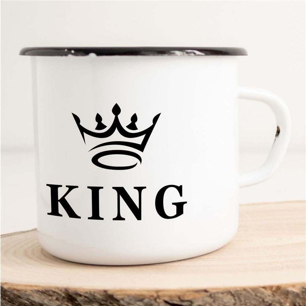 Huuraa Emaille Tasse King Geschenk Kaffeebecher Vintage 300ml King Präsent