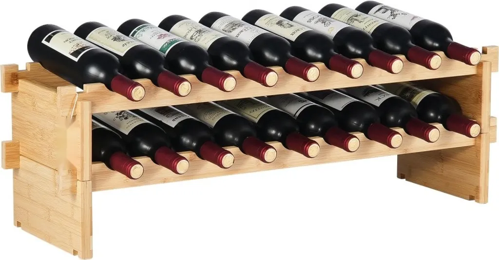 Armoire à vin horizontale 18 bouteilles en bois naturel porte-bouteille