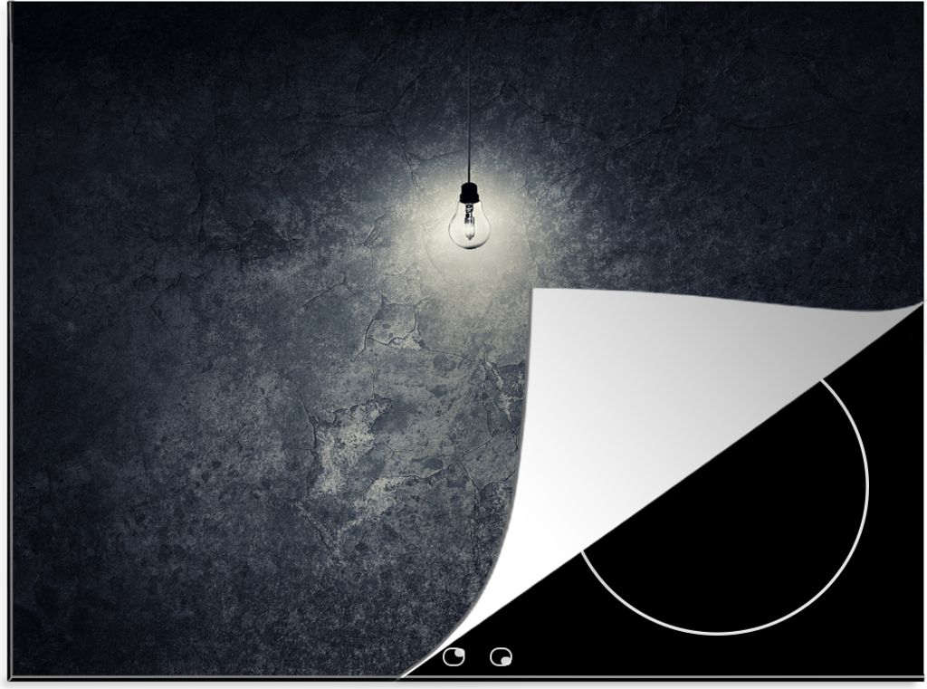 KitchenYeah Herdabdeckplatte Beton - Leicht - Schwarz , 57x51cm, Küche Deko, Glaskeramikfeld Herdabdeckung, Abdeckplatte fùr Kochfeld