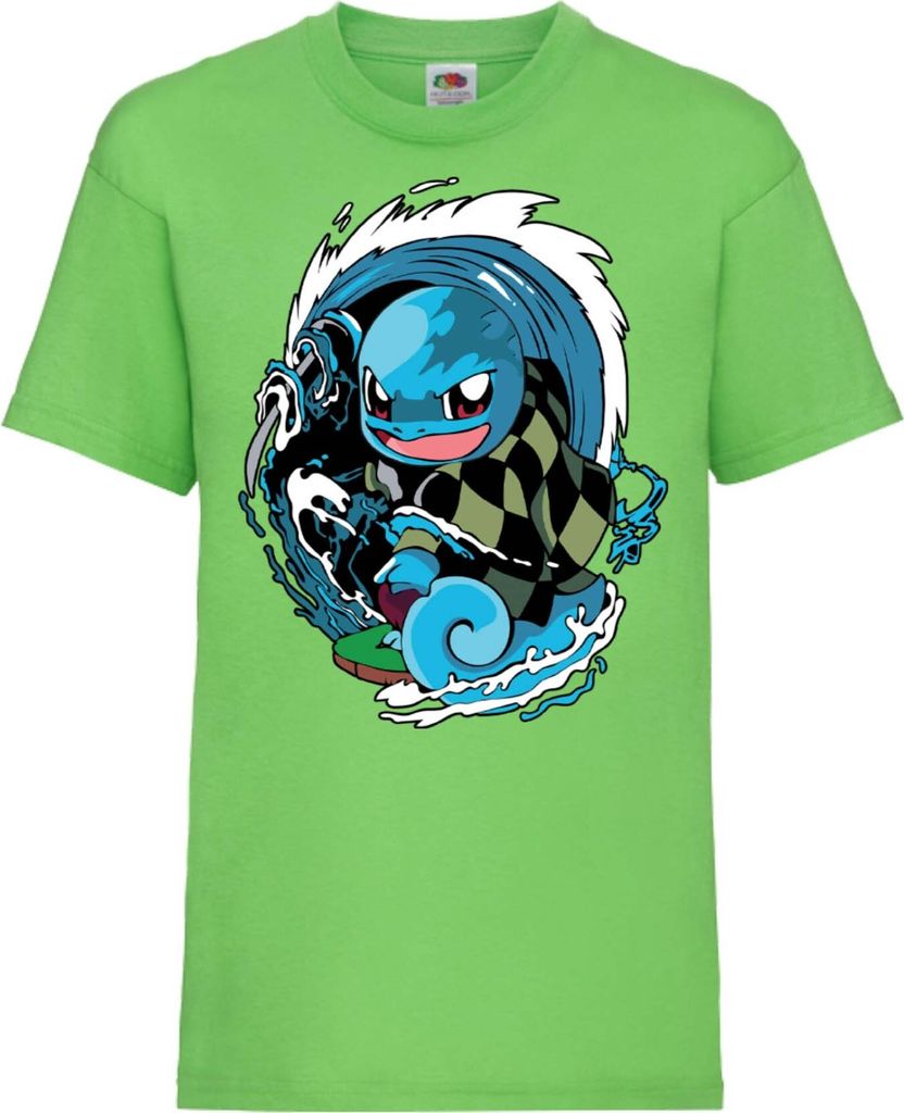 Kinder T-Shirt Pokemon Squirtle, 9-11 Jahr - 140 / Lime