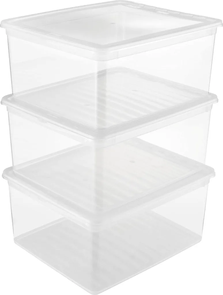 Bea Boîte de rangement 18L set de 3 pièces hauteur 18 cm transparente