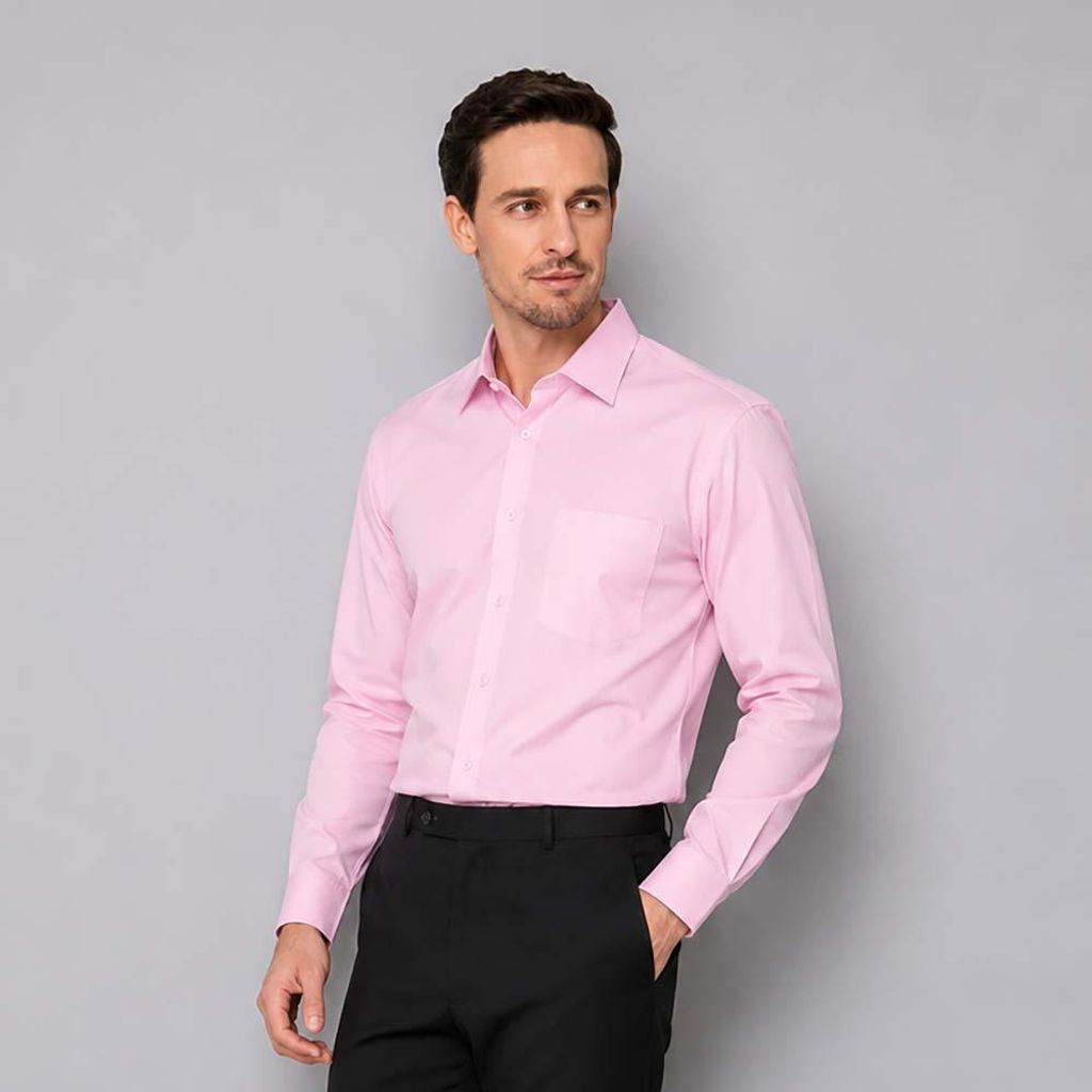Herren Hemd langarm, rosa, Größe 43/44 : 44 : rosa : 60% Produktbild 