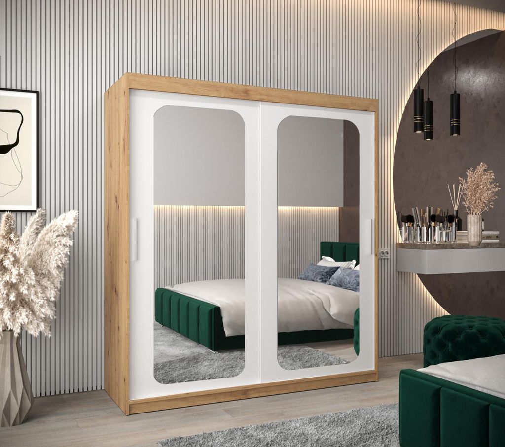 Spiegelschrank DONICELA 2 - 180 cm, handgefertigt / weiß