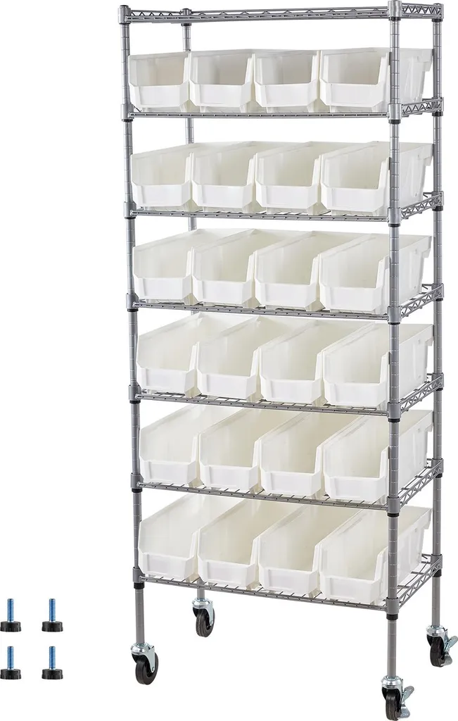 Étagère de Rangement Multi-usage 24 Bacs - Structure Acier Renforcé