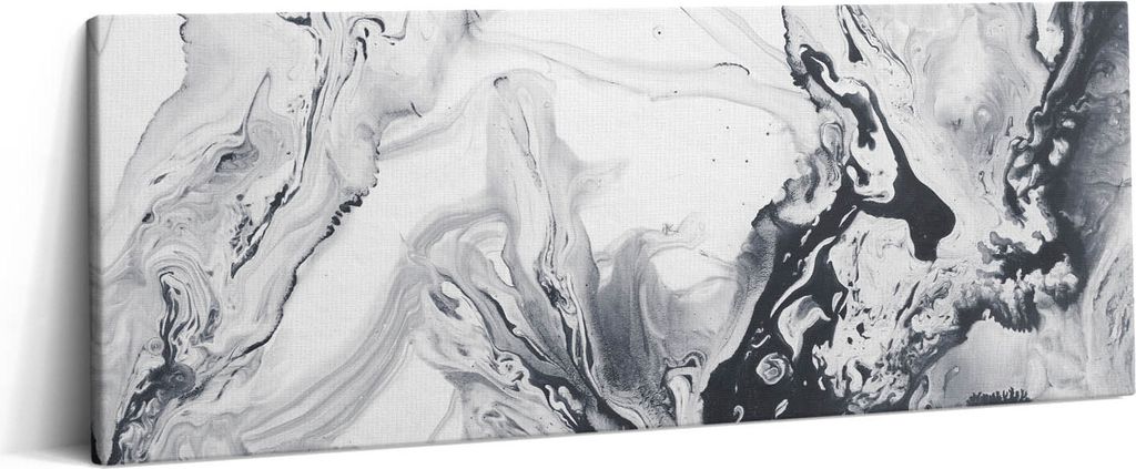 Tuscheabstraktion - Tusche-Marmor – Leinwandbild Wandbild – 125x50 cm – Leinwandbilder – Wandbilder – Schlafzimmer – Flur
