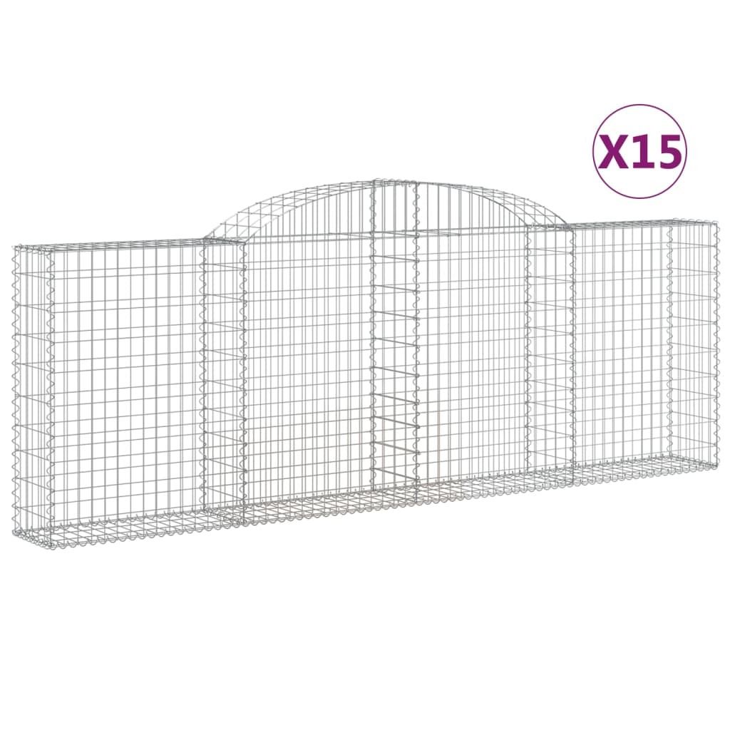 Gabionen mit Hochbogen 15 Stk 300x30x100/120cm Verzinktes Produktbild 
