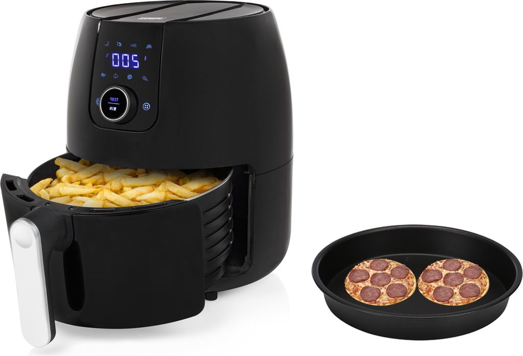 Digitale 2in1 XXL Heißluftfritteuse 4,5L mit Pizzapfanne - Frittieren ohne Öl