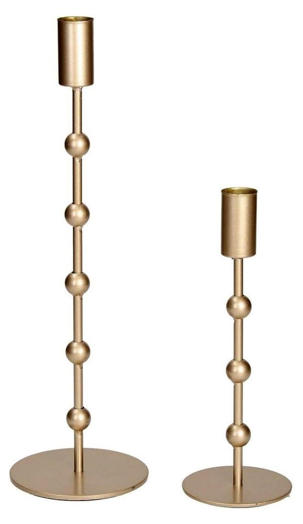 Kerzenleuchter Kimberly (Kerzenhalter in Gold, Eisen, 2-teilig, Rund)