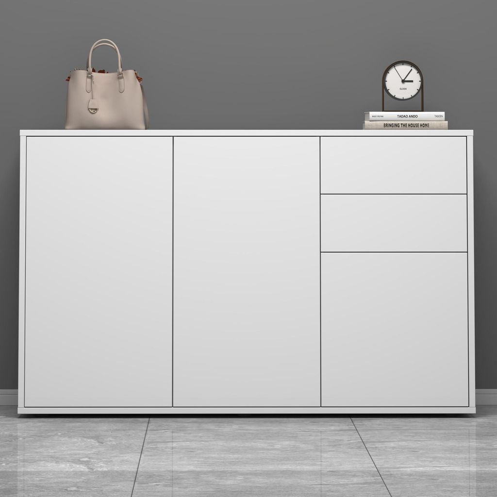doporro Buffet Commode 120 cm Meuble de Rangement Blanc Mat Image du produit 