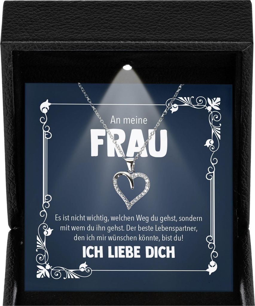 22Feels Ehefrau Geschenk Hochzeitstag Frauen Schmuck - Silber 925/000 Herz Halskette Damen - Ich Liebe Dich Schatz Valentinstag Geburtstag Weihnach...
