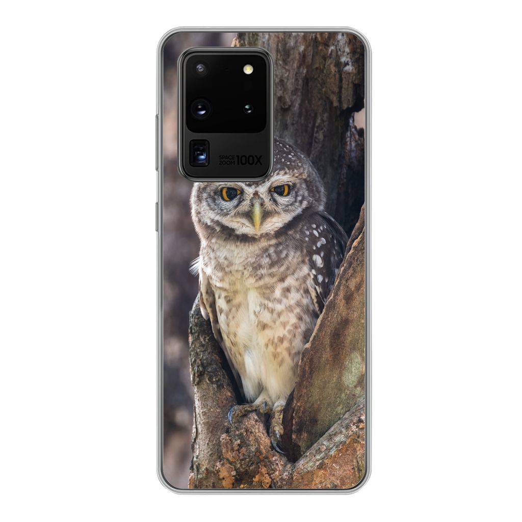 MuchoWow Handyhülle Schutzhülle Hülle für Samsung Galaxy S20 Ultra Eule - Baum - Wald Silikon Softcase Handy Hülle - Karteninhaber