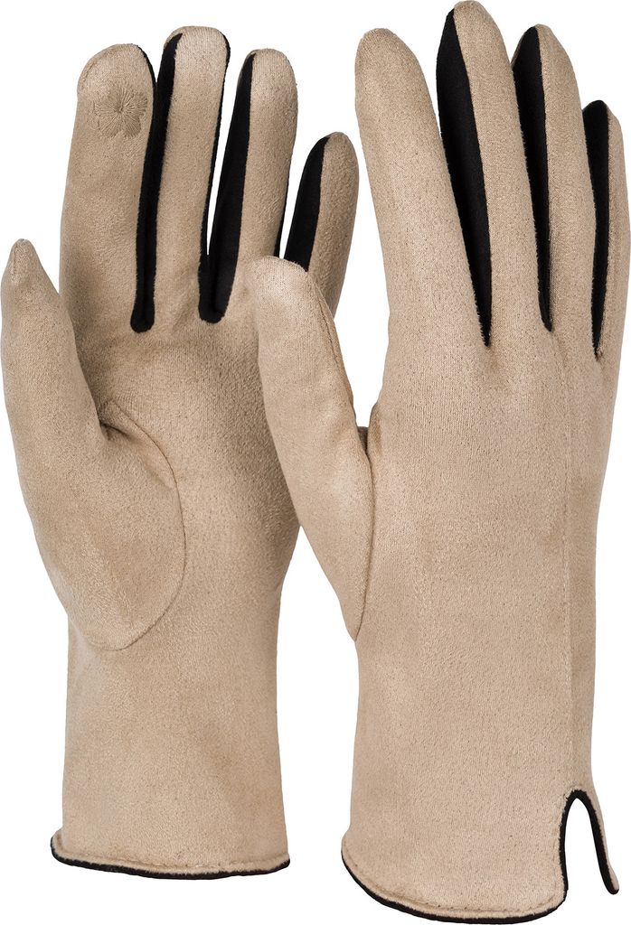 styleBREAKER Damen Touchscreen Handschuhe mit Farbkontrast und Fleece Futter | warme Winterhandschuhe | weiche elastische Thermo Fingerhandschuhe