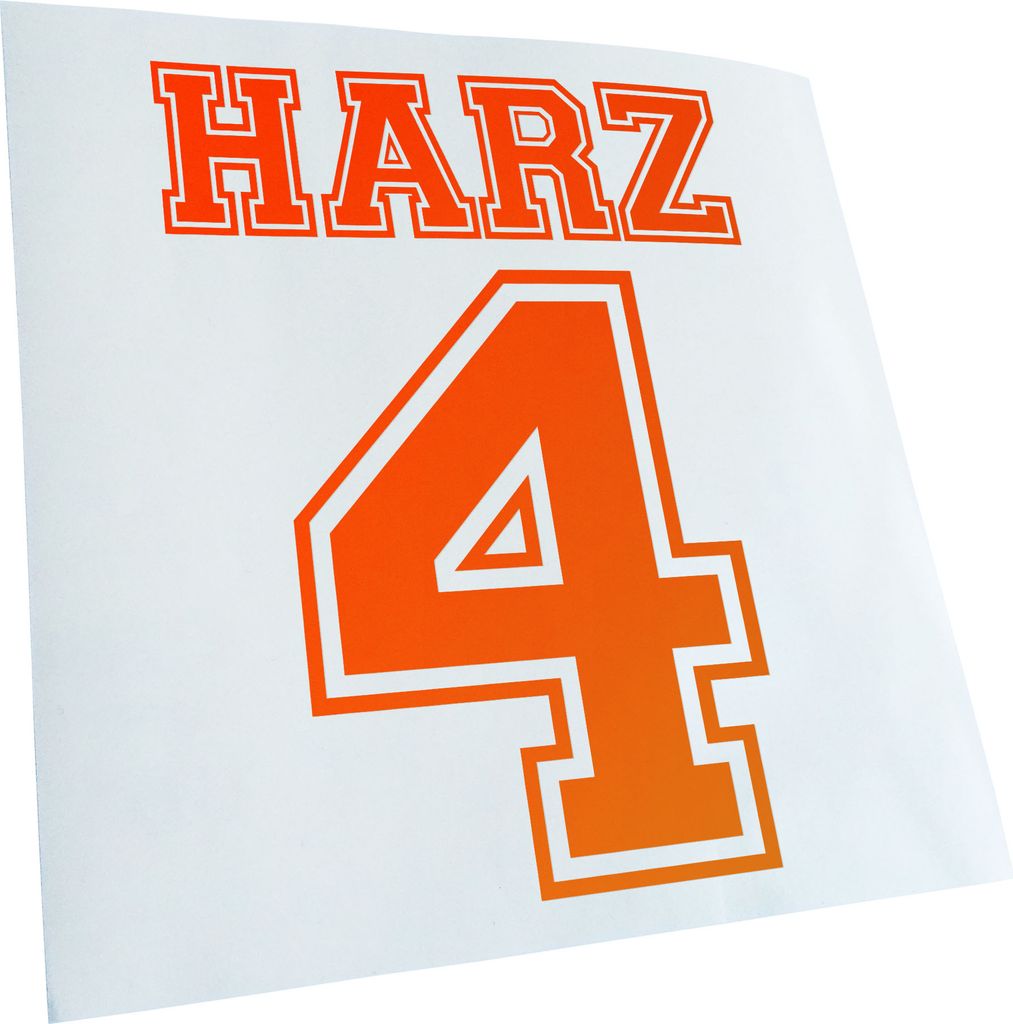 Kiwistar - Autoaufkleber - Harz 4 Arbeitslos - Neonorange - 30x23cm - Aufkleber für Auto, Laptop, Fahrrad, LKW, Motorrad Mehrfarbig JDM Decal Racing