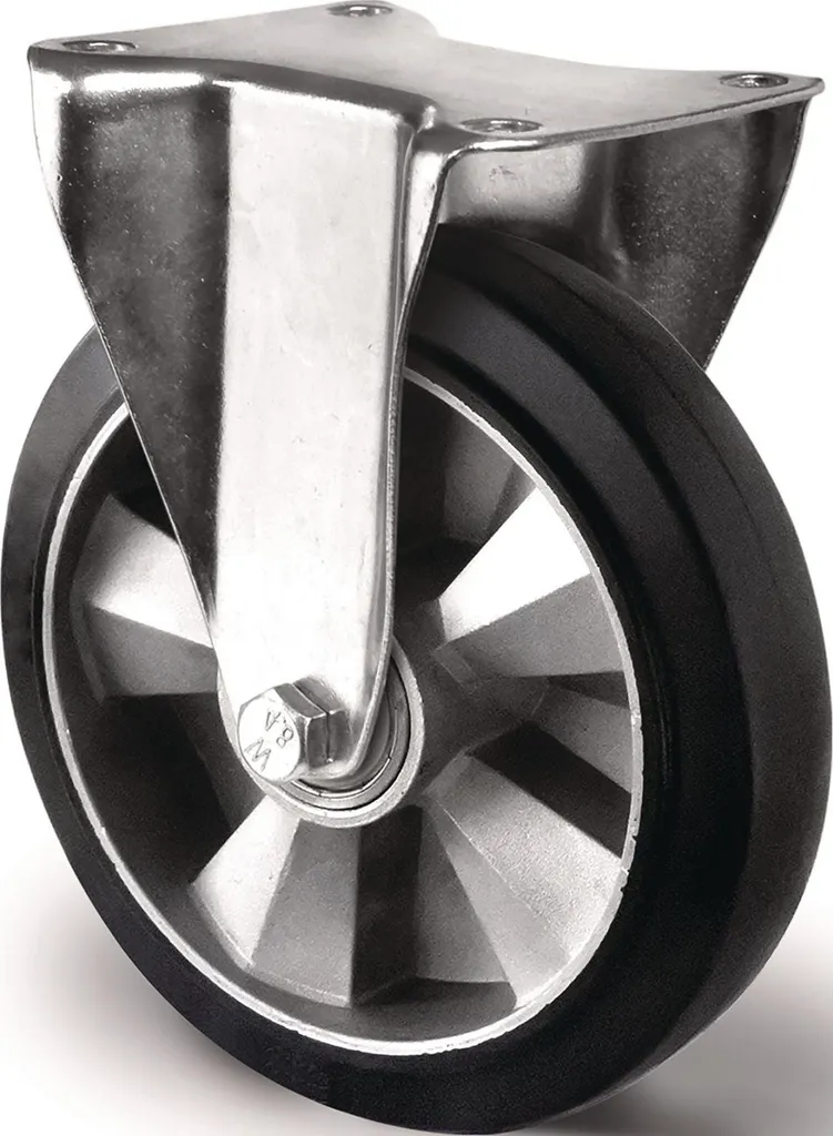 Roulette fixe industrielle 200 mm charge 500 kg pour sols irréguliers