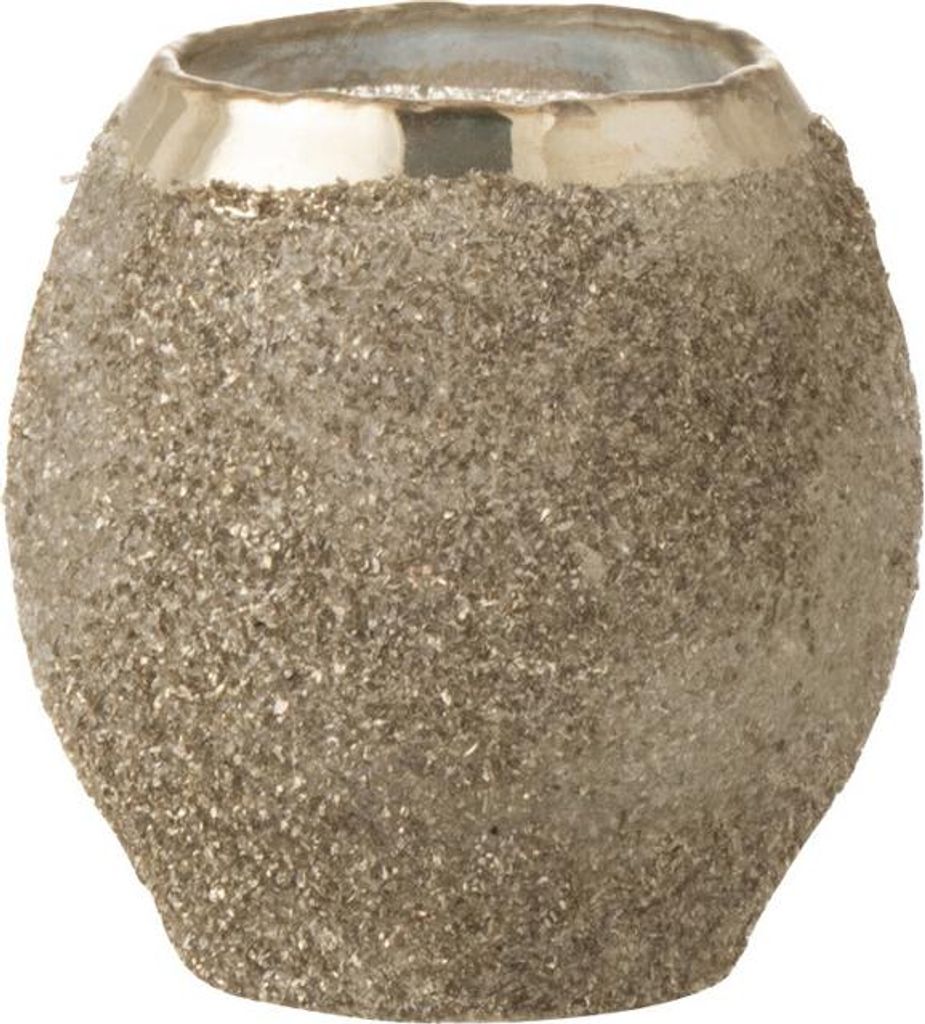 J-Line Teelichthalter Frost Rund Glas Silber Small