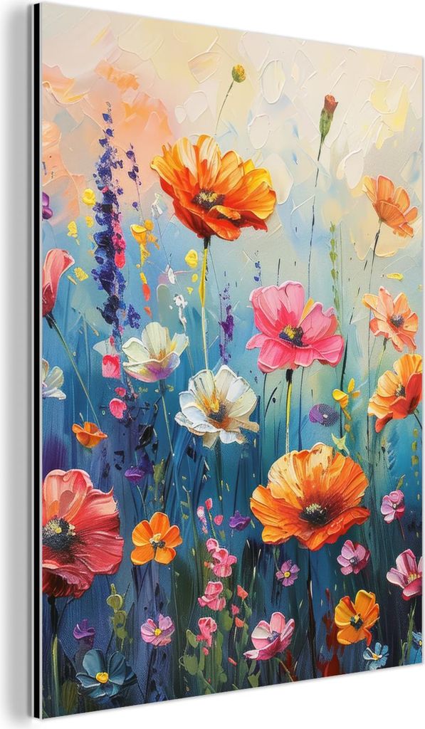 MuchoWow Wanddekoration Metall Metallbild Wandkunst 30x40 cm Blumen - Natur - Aquarell - Kunst MuchoWow Aluminium Gemälde - Bilder