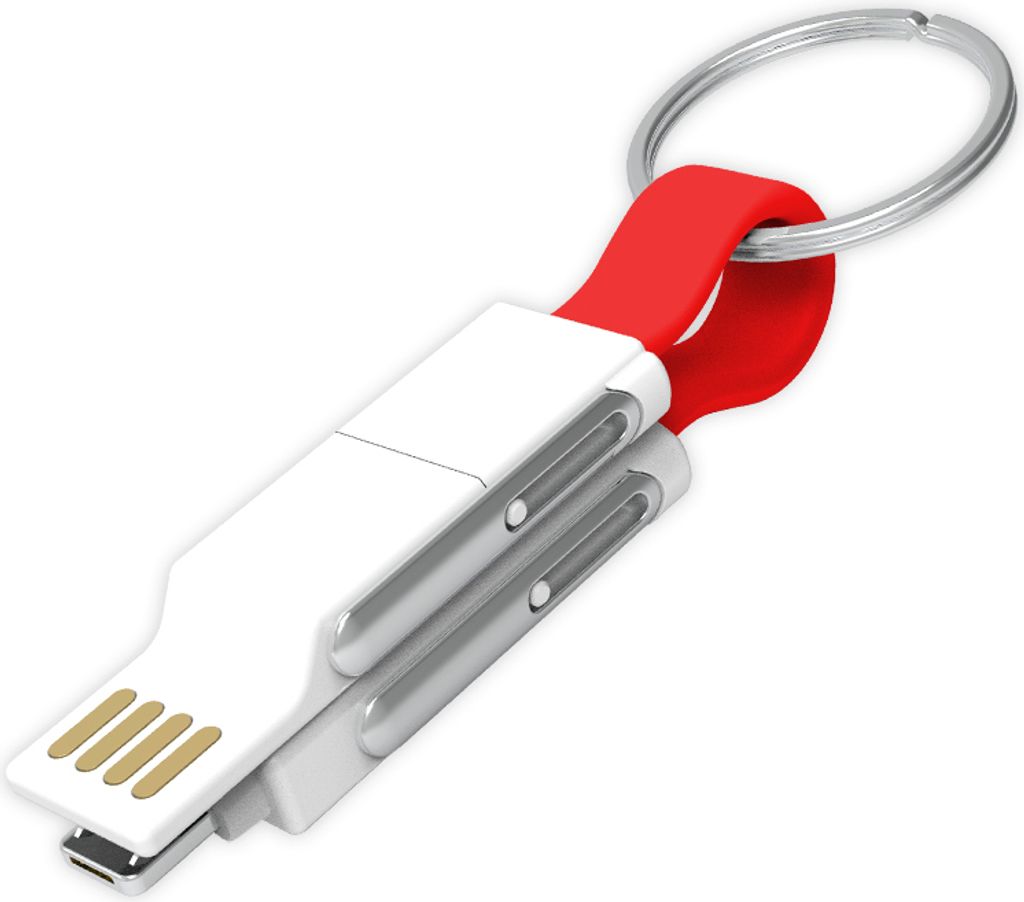 INF 6-in-1 Multifunktionales Schlüsselanhänger-Datenkabel - Rot