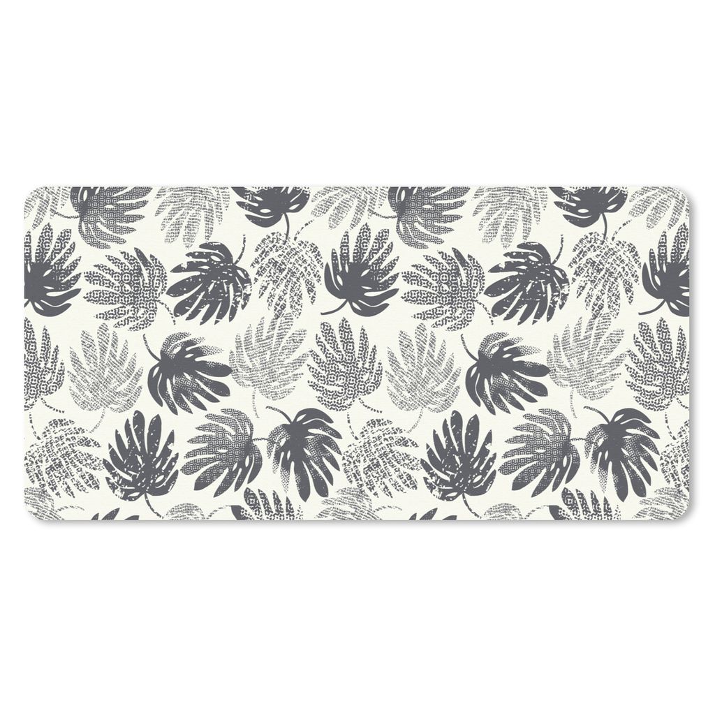 MuchoWow Mauspad Mousepad Monstera - Schwarz und weiß - Muster - Vintage 60x30 cm - Mousepads - Maus Mat - Pad - Mausunterlage - Nachhaltig