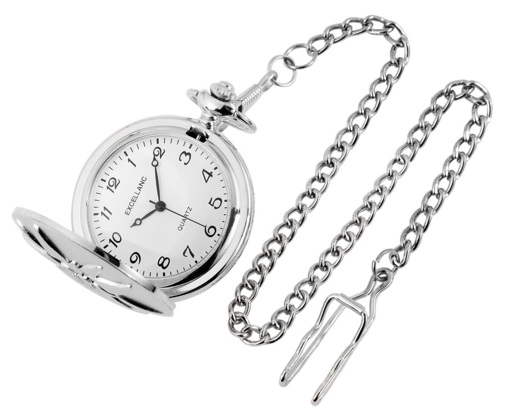Excellanc Taschenuhr mit Kette und Clip Blume Pflanze Motiv Produktbild 2