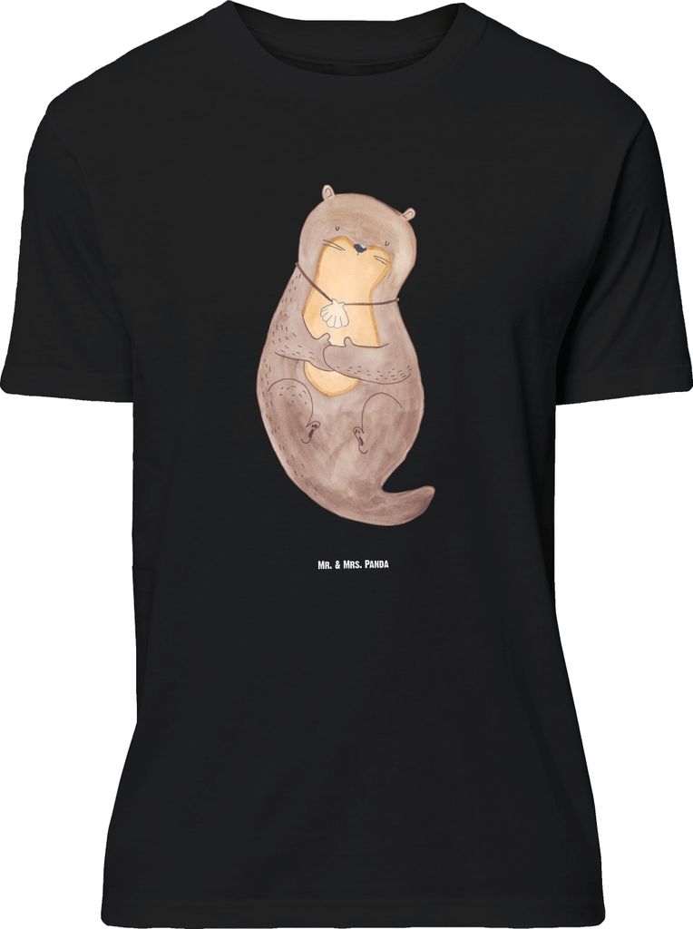 Mr. & Mrs. Panda Größe XL T-Shirt Otter Muschel - Schwarz - Geschenk, Tshirt, mit Spruch, Shirt, Träumen, Medaillon, Süß