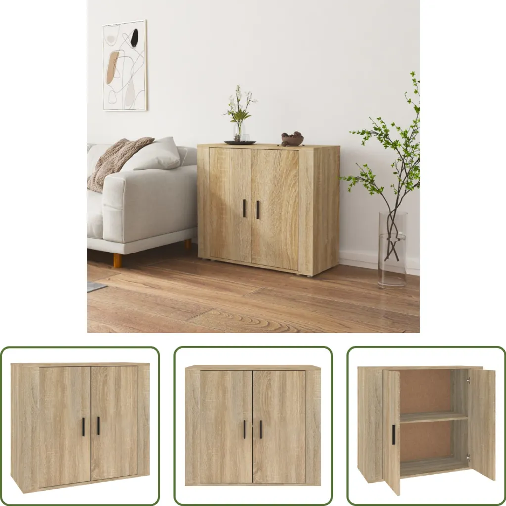 Credenza in Legno Rovere Sonoma 80 cm | Mobiletto Rustico Chic - 10