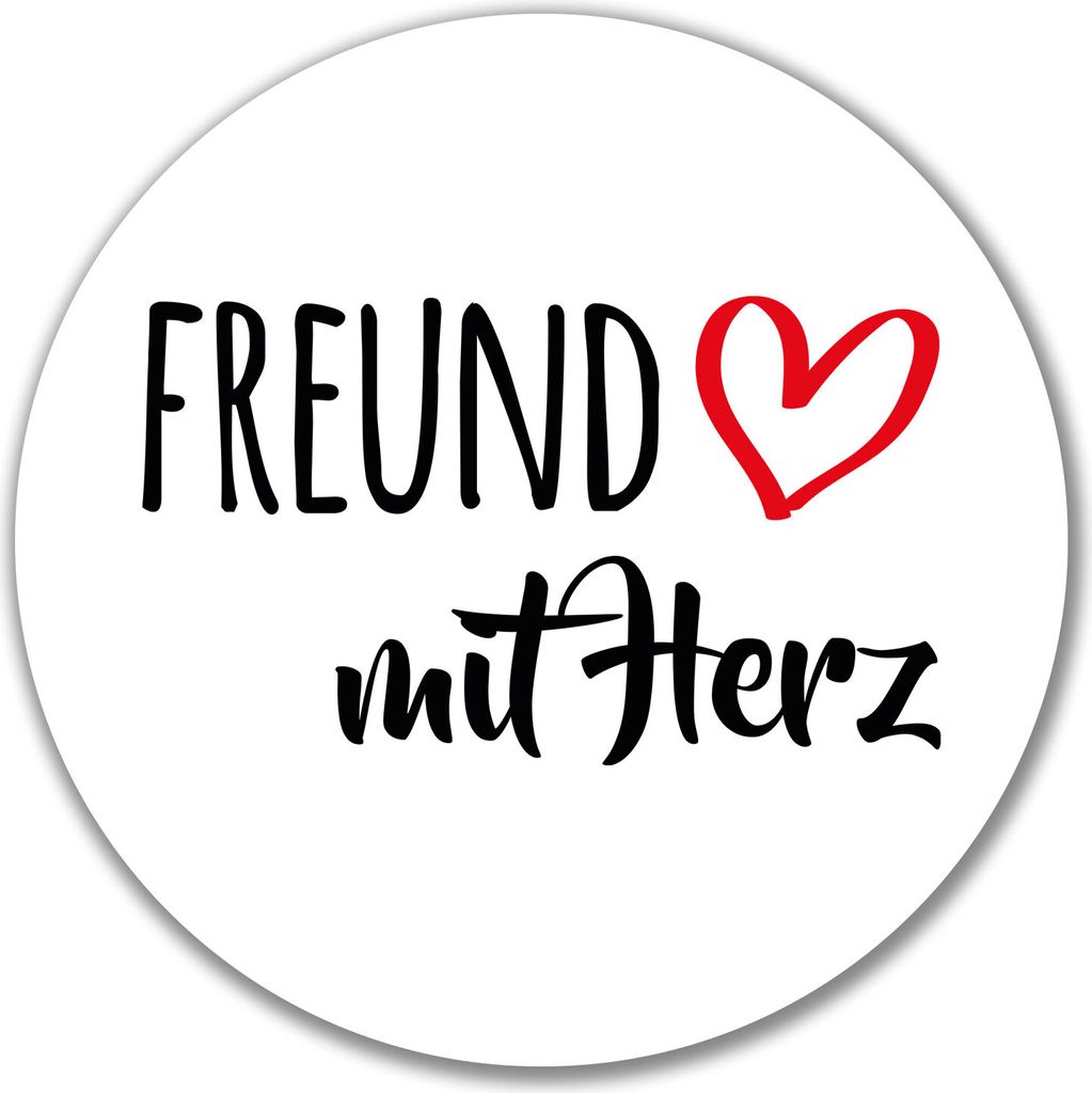 Huuraa Aufkleber Freund mit Herz 10cm rund Sticker Geschenkidee