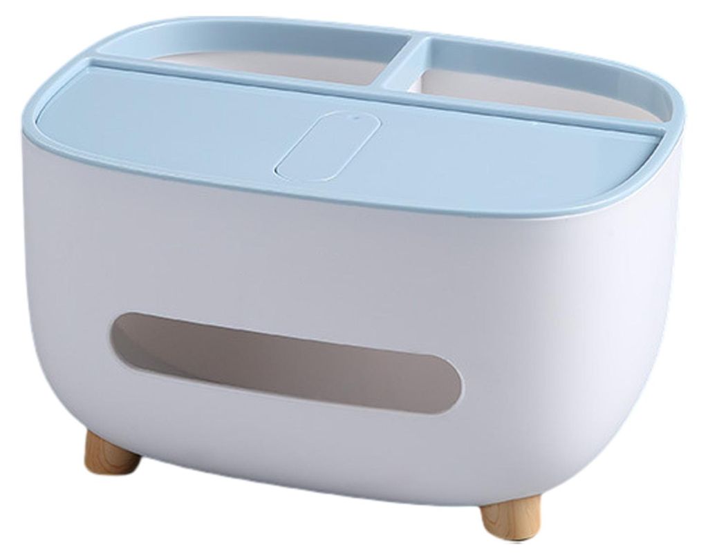 Taschentuchbox mit mehreren Fächern für Fernbedienungen, Uhren, Brillen und große Öffnung – Schreibtisch-Organizer